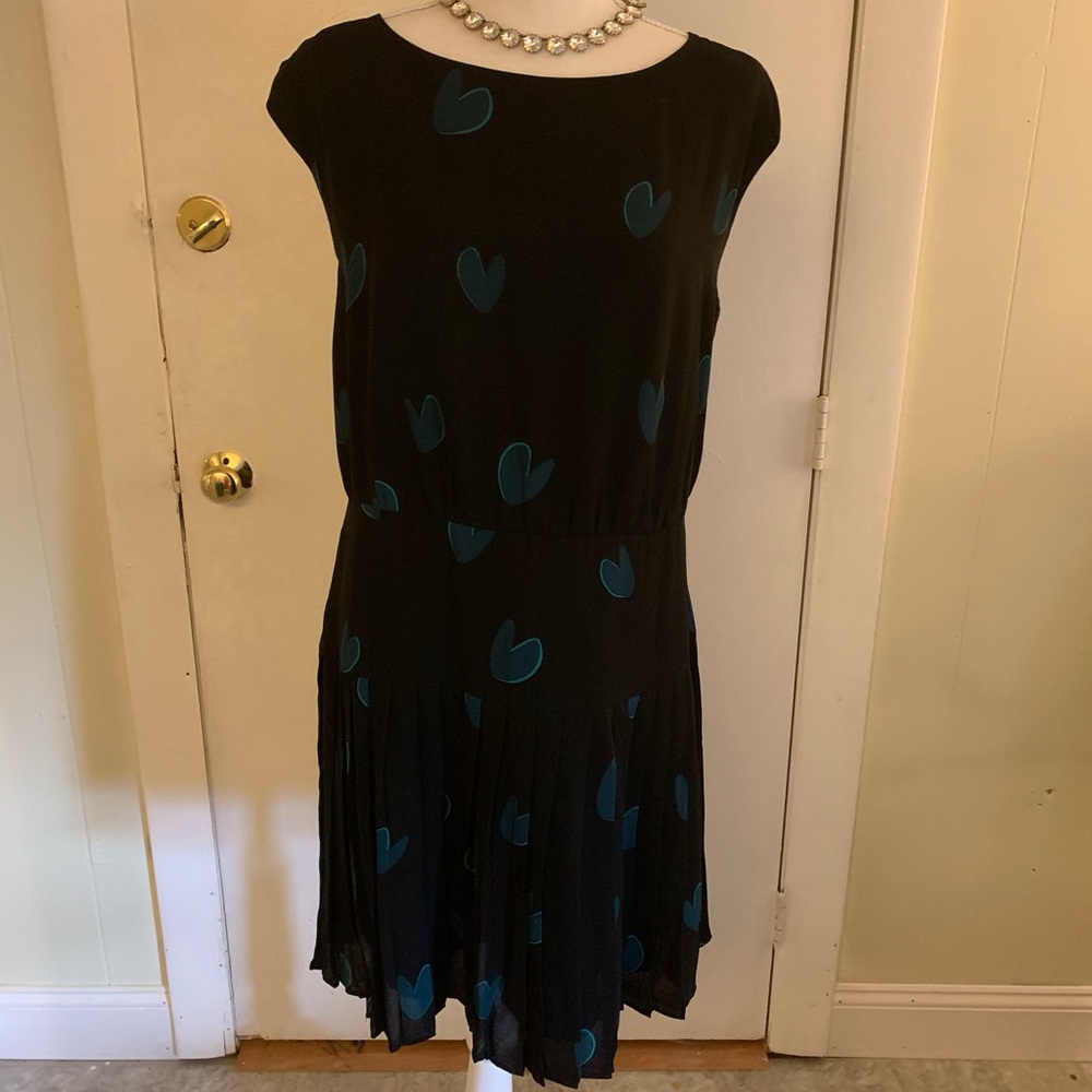 LOFT Black Drop Waist Dress with Heart